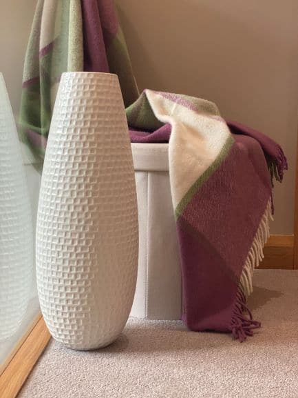 Block Check Raspberry Throw In Pure New Wool