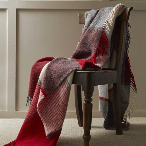 Red Block Check Cotton Blanket