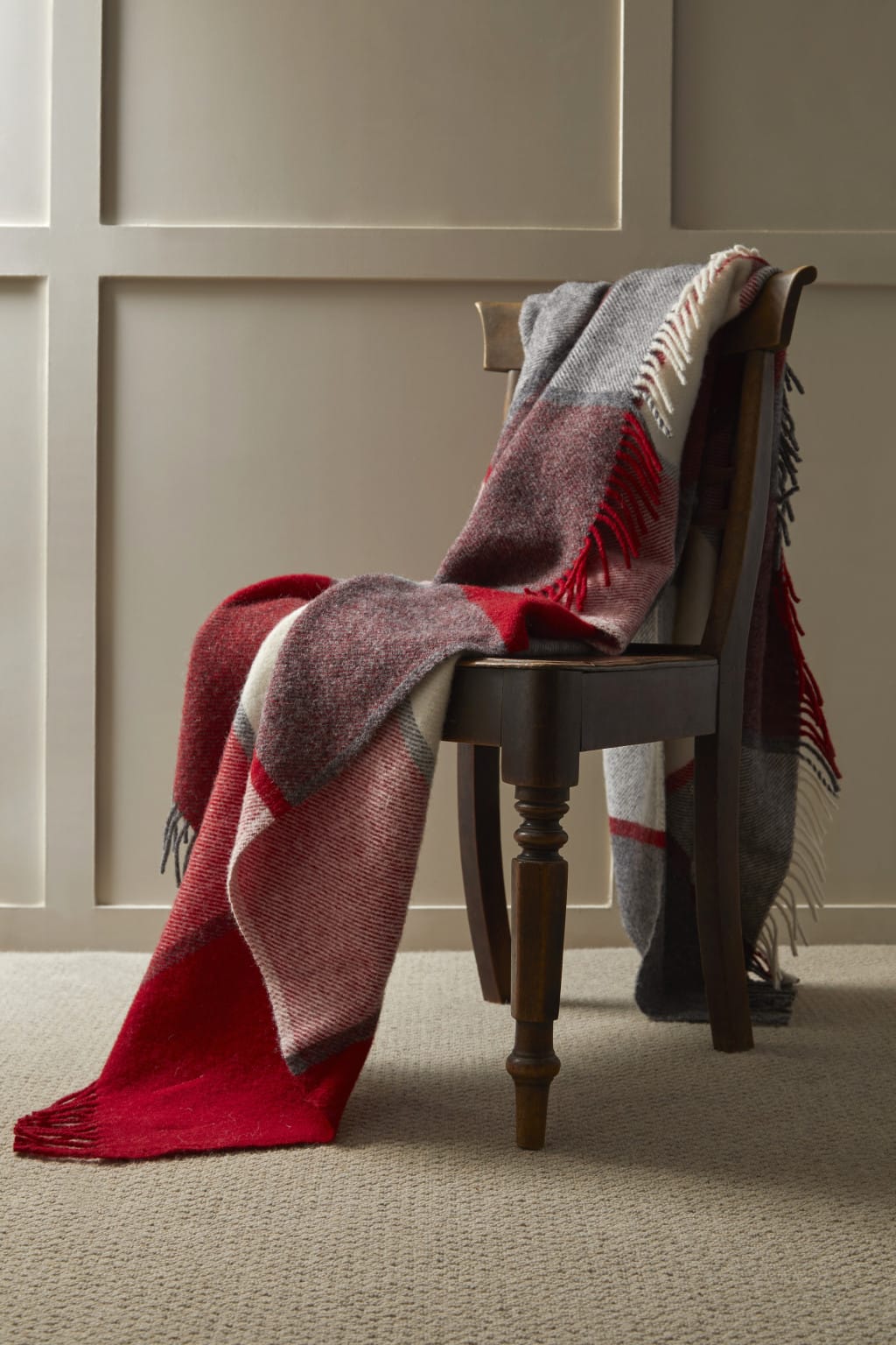 Red Block Check Cotton Blanket
