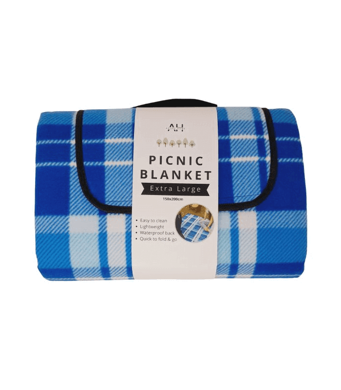 Extra Large Waterproof Picnic Blanket - Blue check