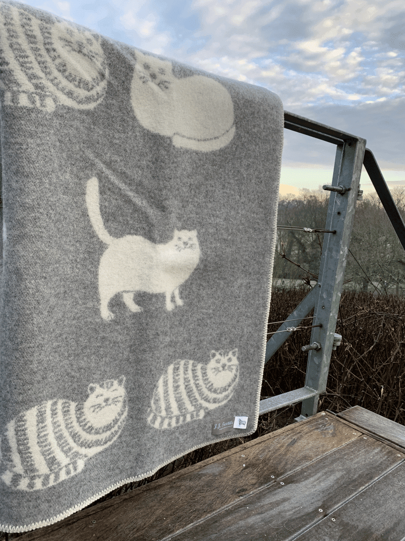 Pure New Wool Cat Themed Reversible Blanket