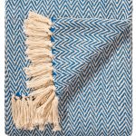 Chevron Soft Recycled Cotton Handloom Throw in Blue