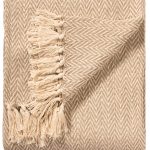 Chevron Soft Recycled Cotton Handloom Throw in Taupe