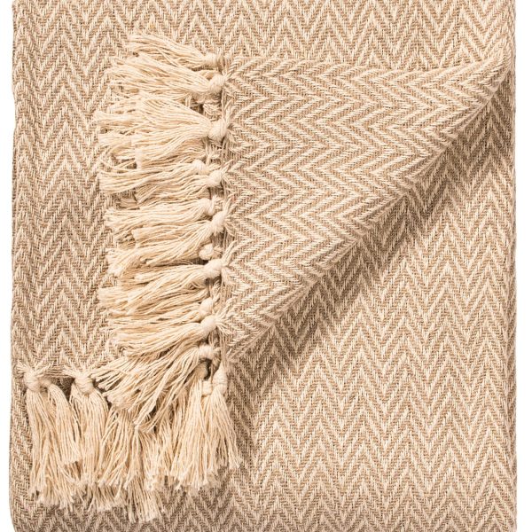Chevron Soft Recycled Cotton Handloom Throw in Taupe