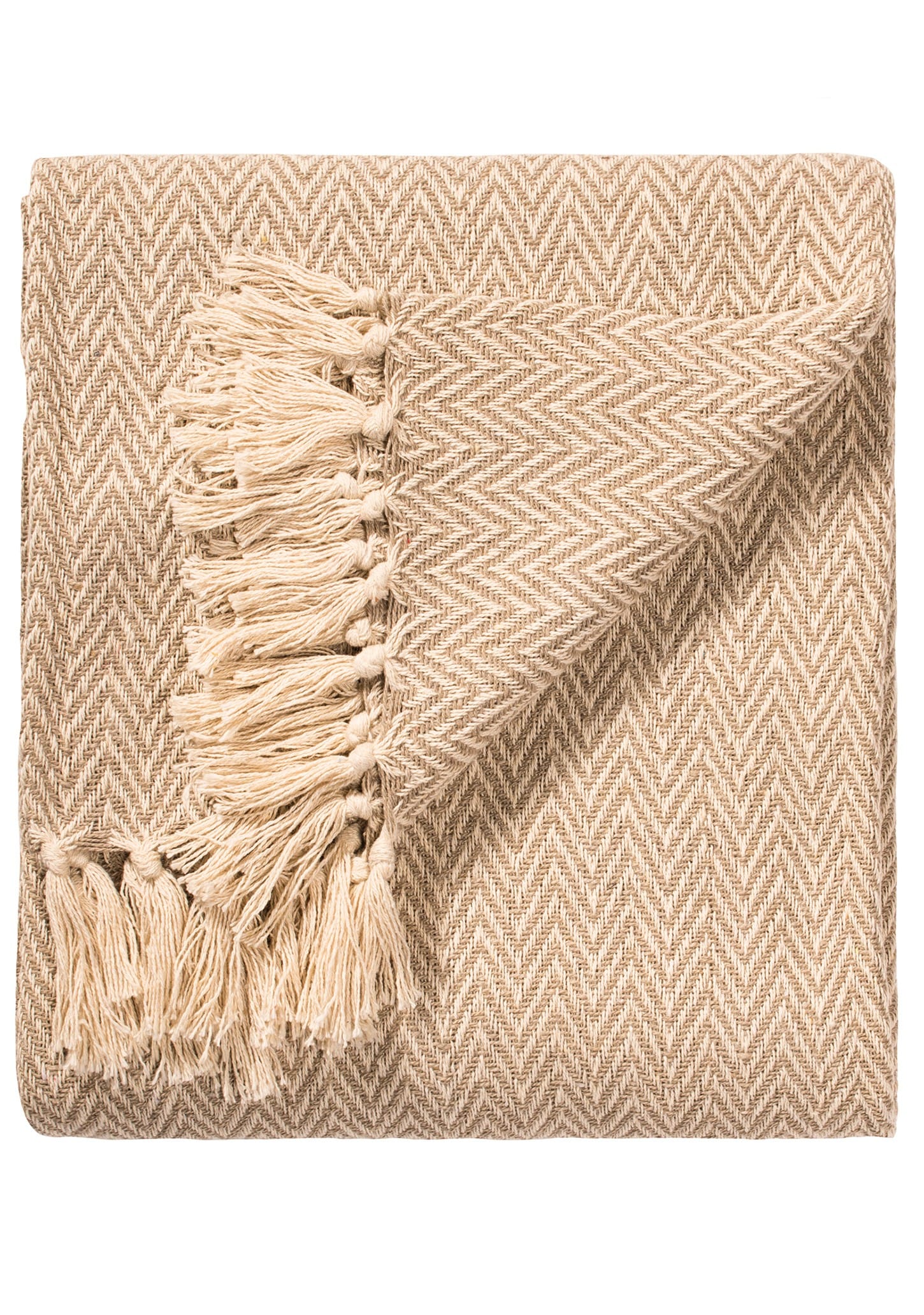 Chevron Soft Recycled Cotton Handloom Throw in Taupe