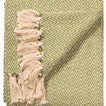 Chevron Soft Recycled Cotton Handloom Throw in Sage Green