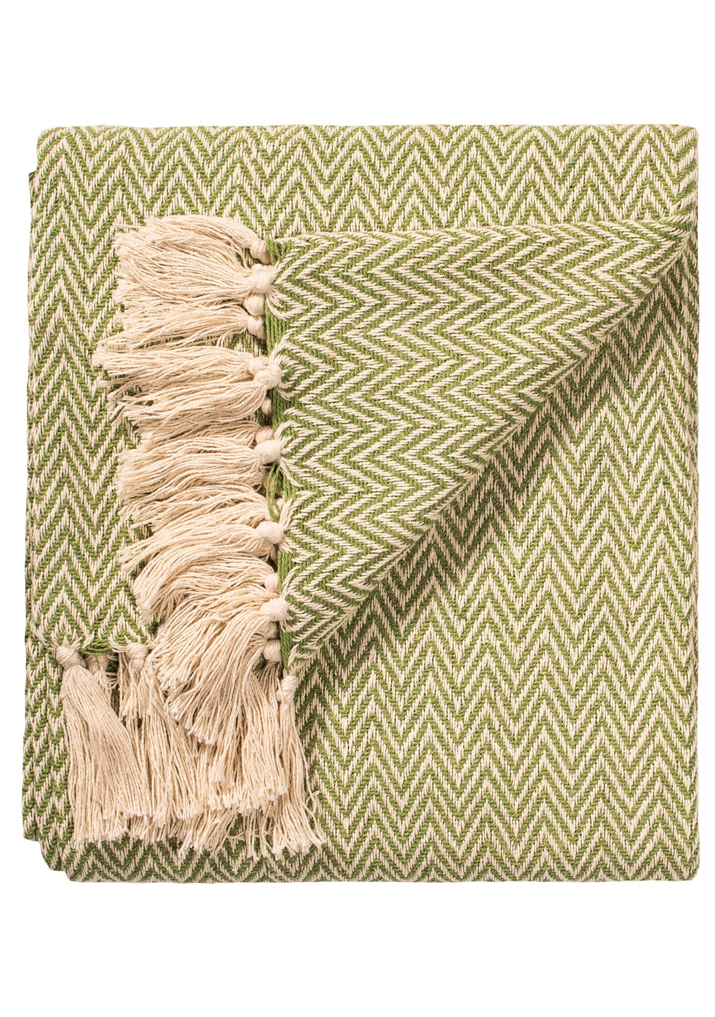 Chevron Soft Recycled Cotton Handloom Throw in Sage Green