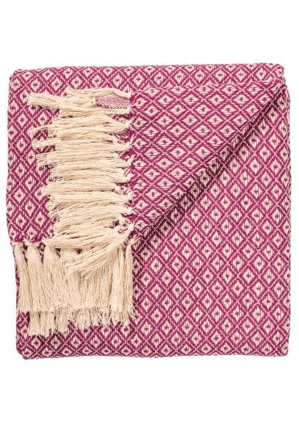 Recycled Cotton Diamond Weave Throw in Purple