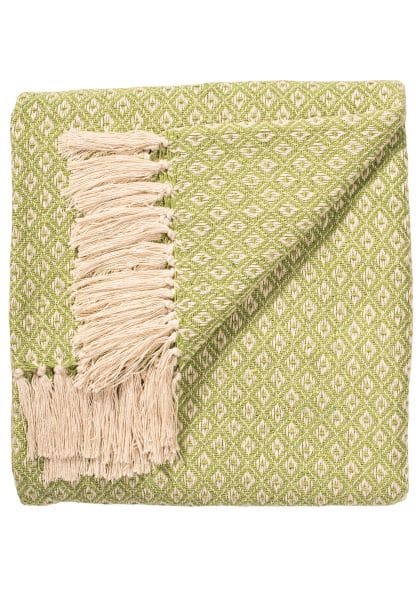 Recycled Cotton Diamond Weave Throw in Sage