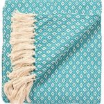 Recycled Cotton Diamond Weave Throw in Turquoise