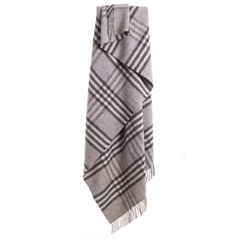Extra Large Hex Check Charcoal Throw