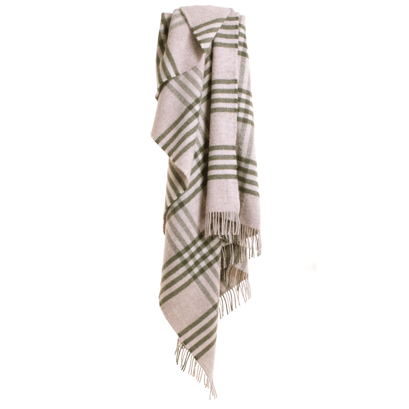 Extra Large Hex Check Olive Throw