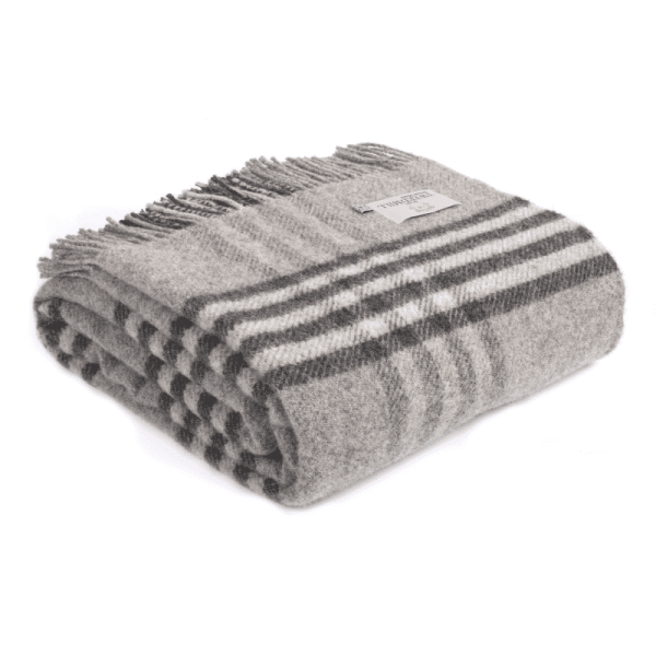 Extra Large Hex Check Charcoal Throw