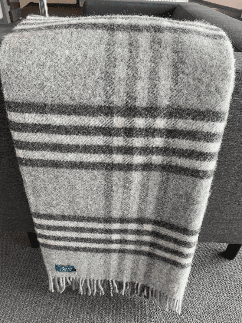 Extra Large Hex Check Charcoal Throw