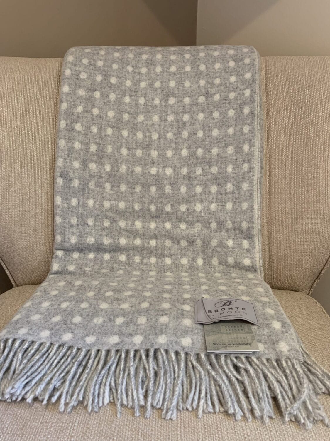 Merino Lambswool Grey Spot Throw by Bronte