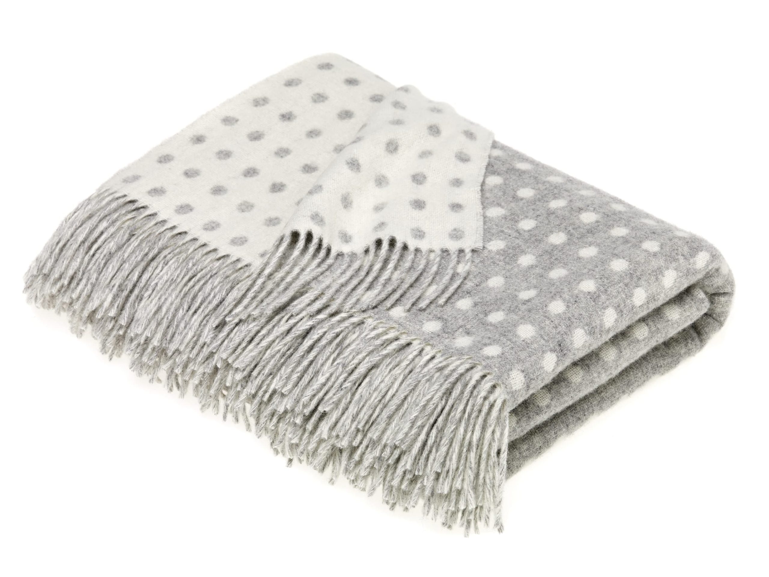Merino Lambswool Grey Spot Throw by Bronte