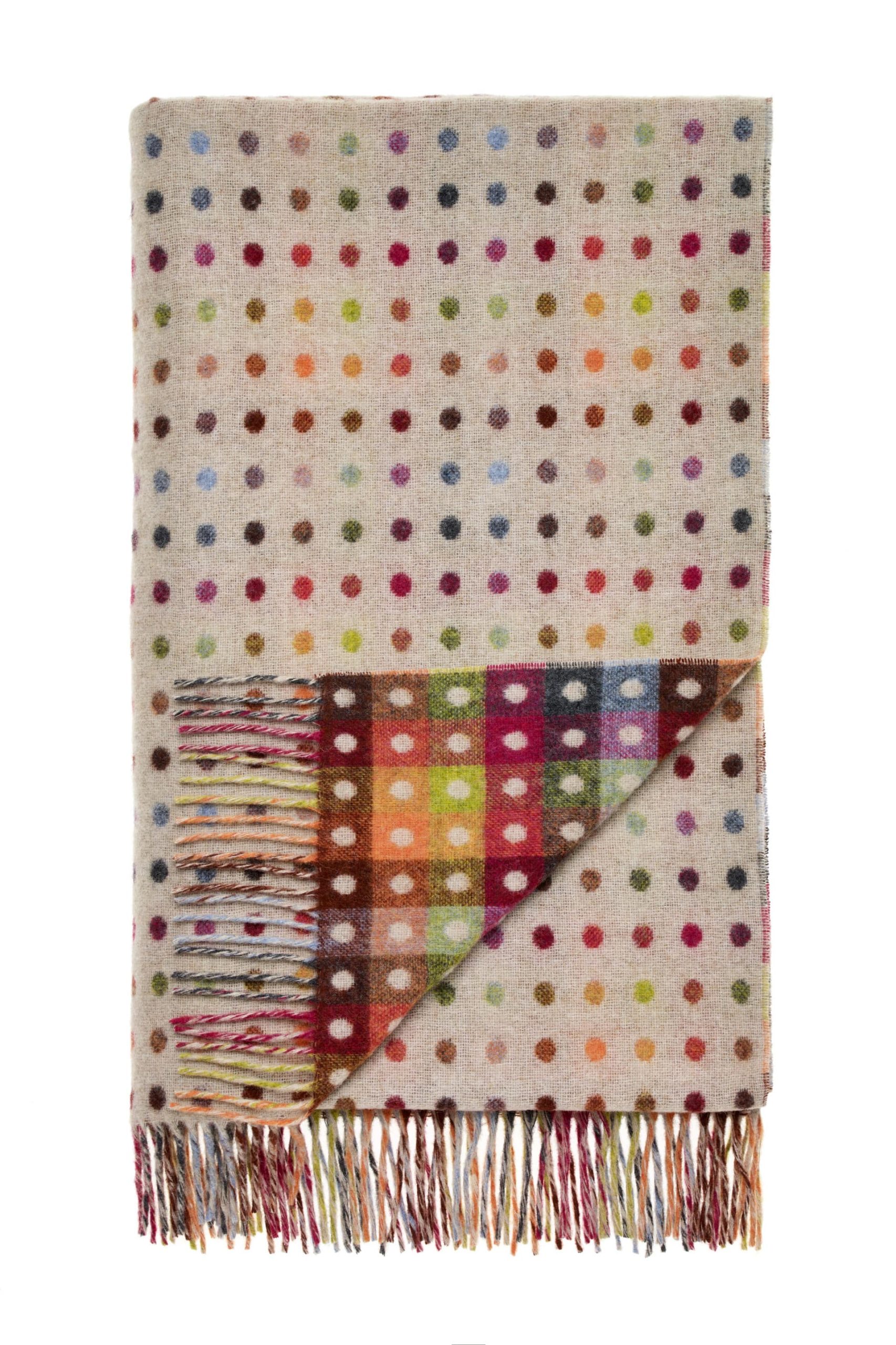 Multi Spot Beige Lambswool Throw