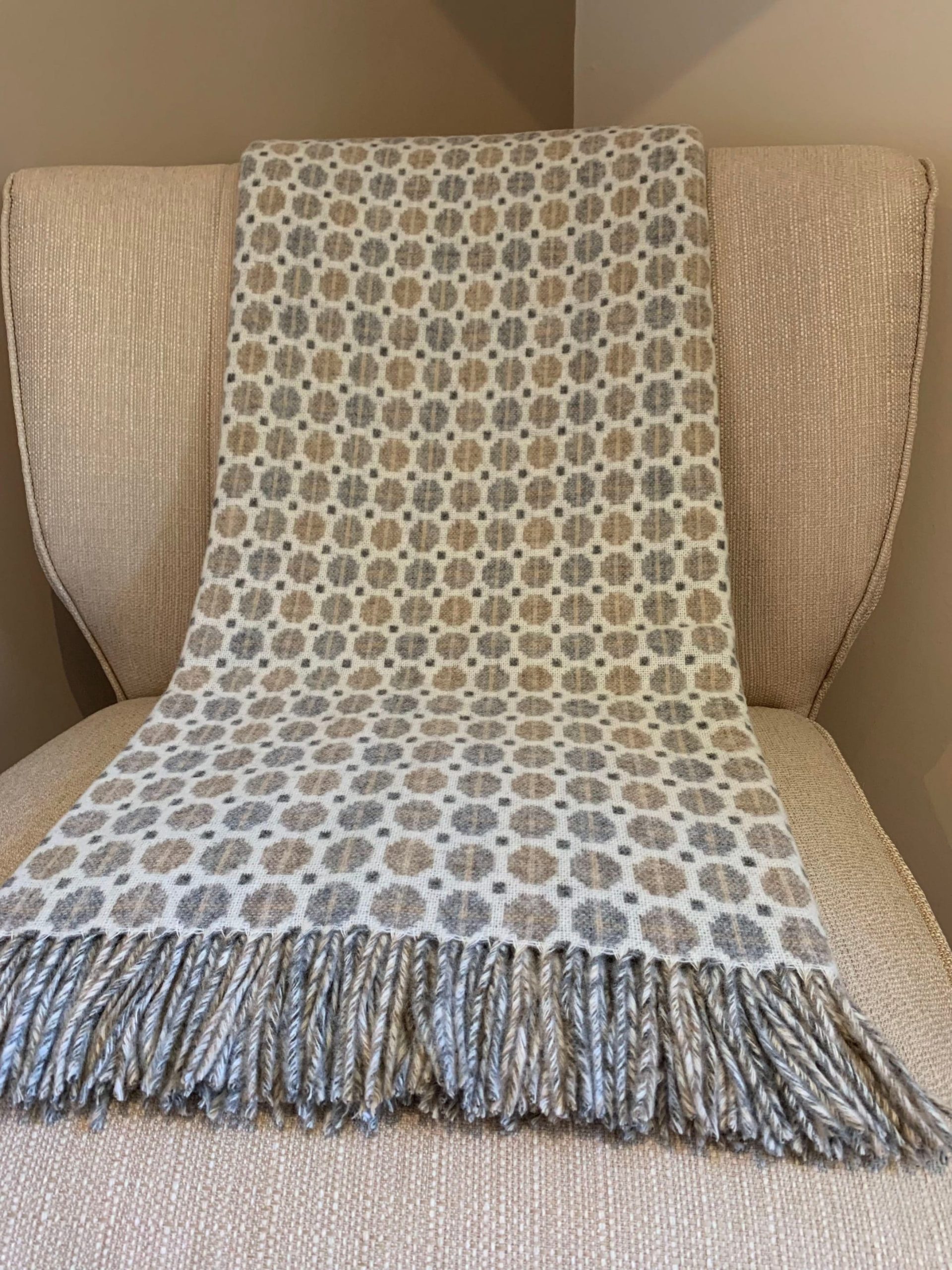 Milan Natural Lambswool Throw by Bronte