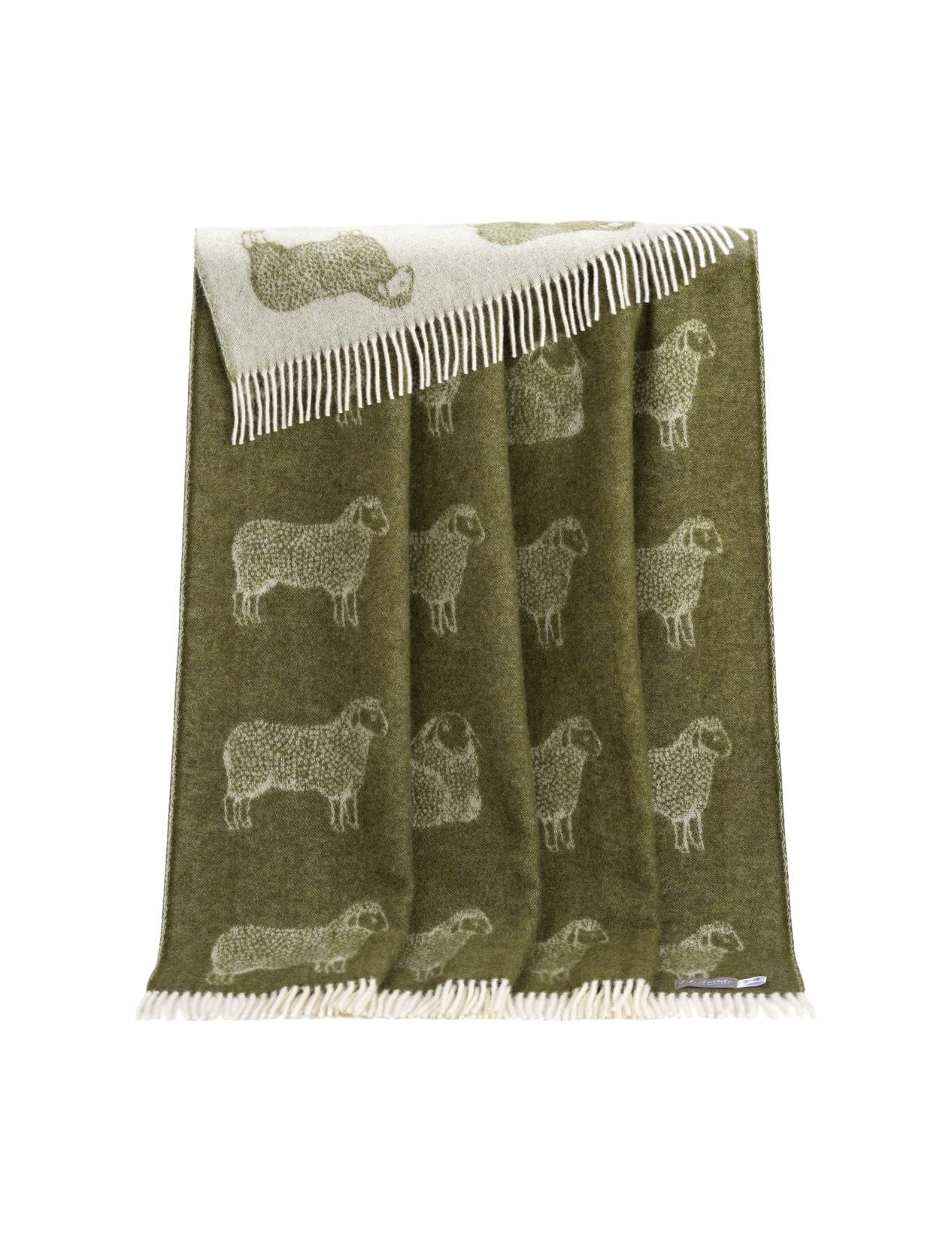 Sheep Mossy Green Wool Throw