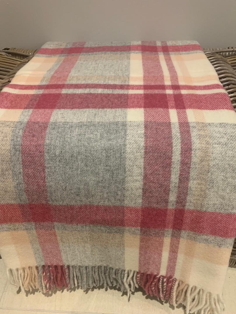 Portree Pink Merino Wool Throw