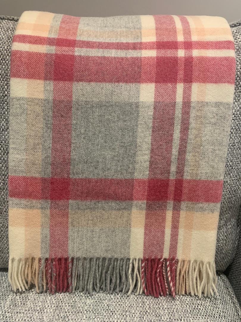 Portree Pink Merino Wool Throw