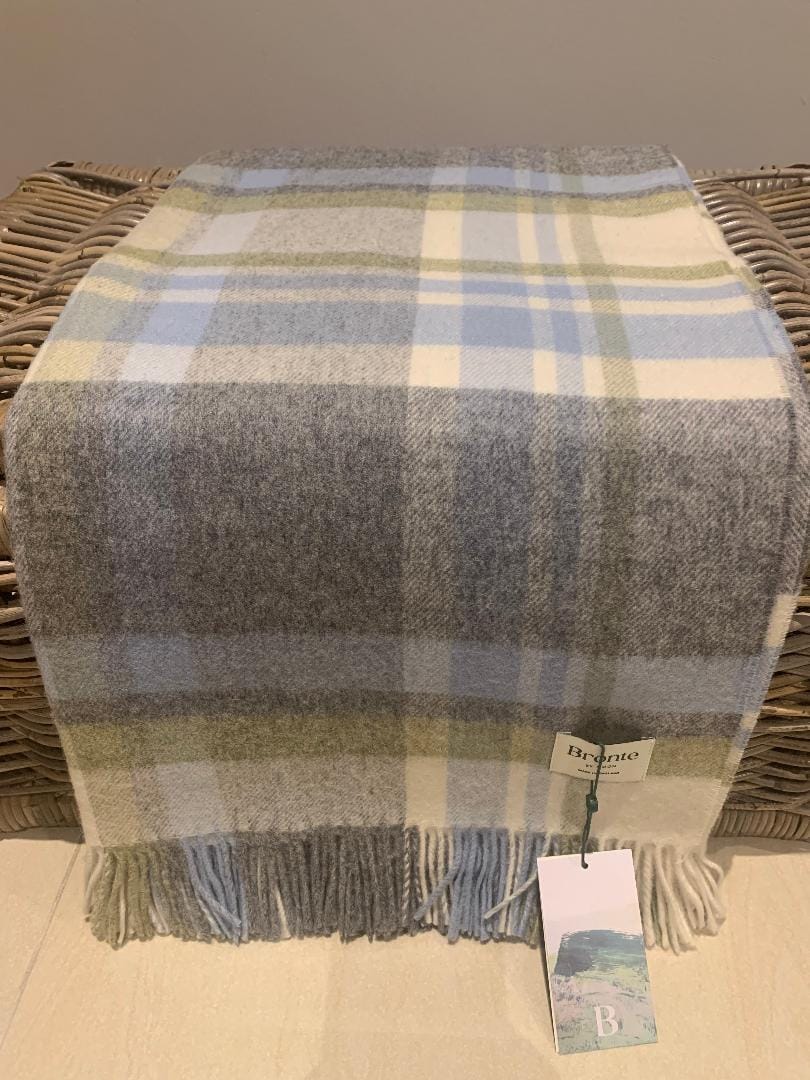 Portree Grey/Duck Egg Merino Wool Throw