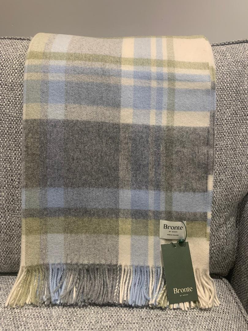 Portree Grey/Duck Egg Merino Wool Throw