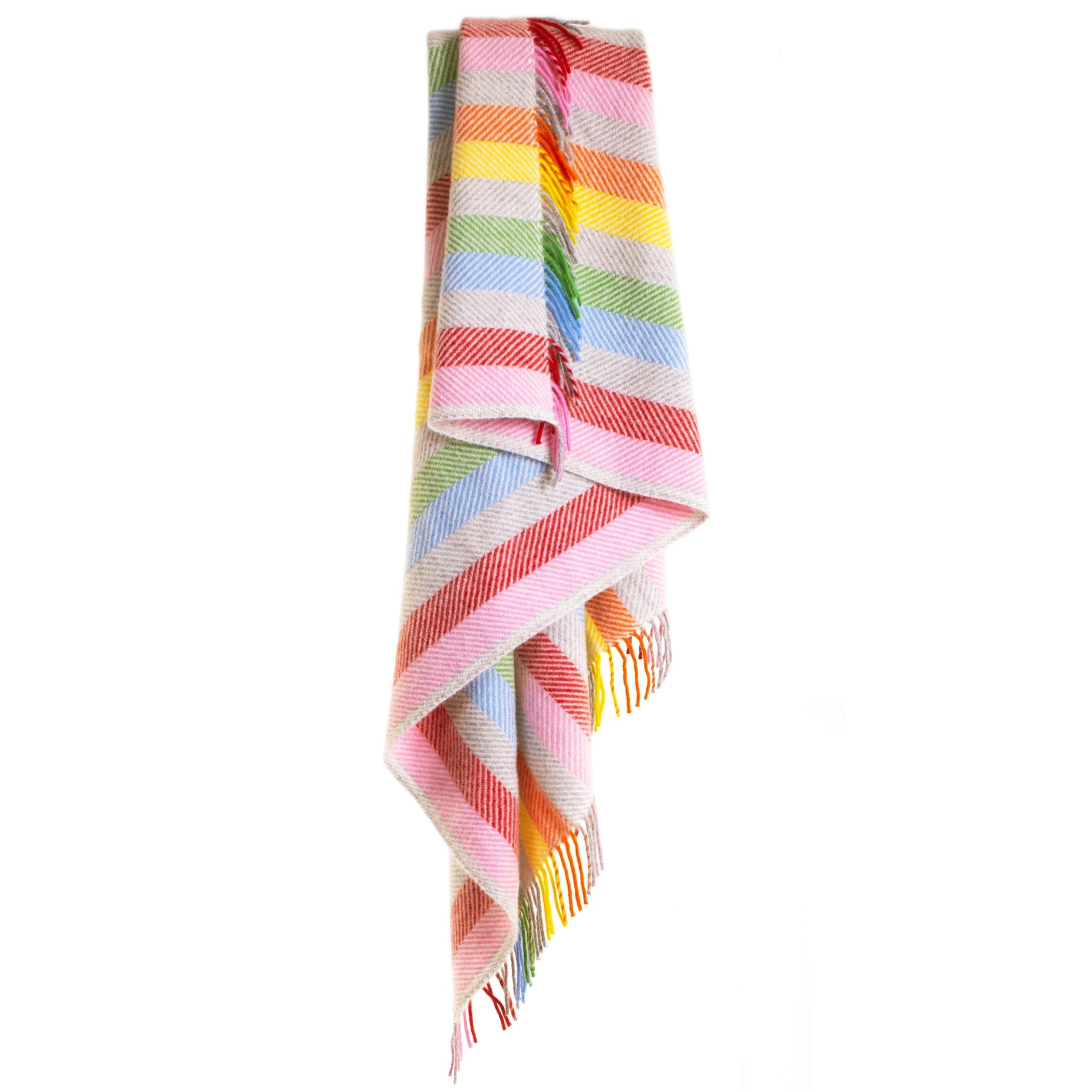 Pure New Wool Striped Rainbow Throw