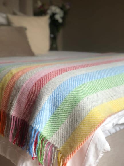 Pure New Wool Striped Rainbow Throw