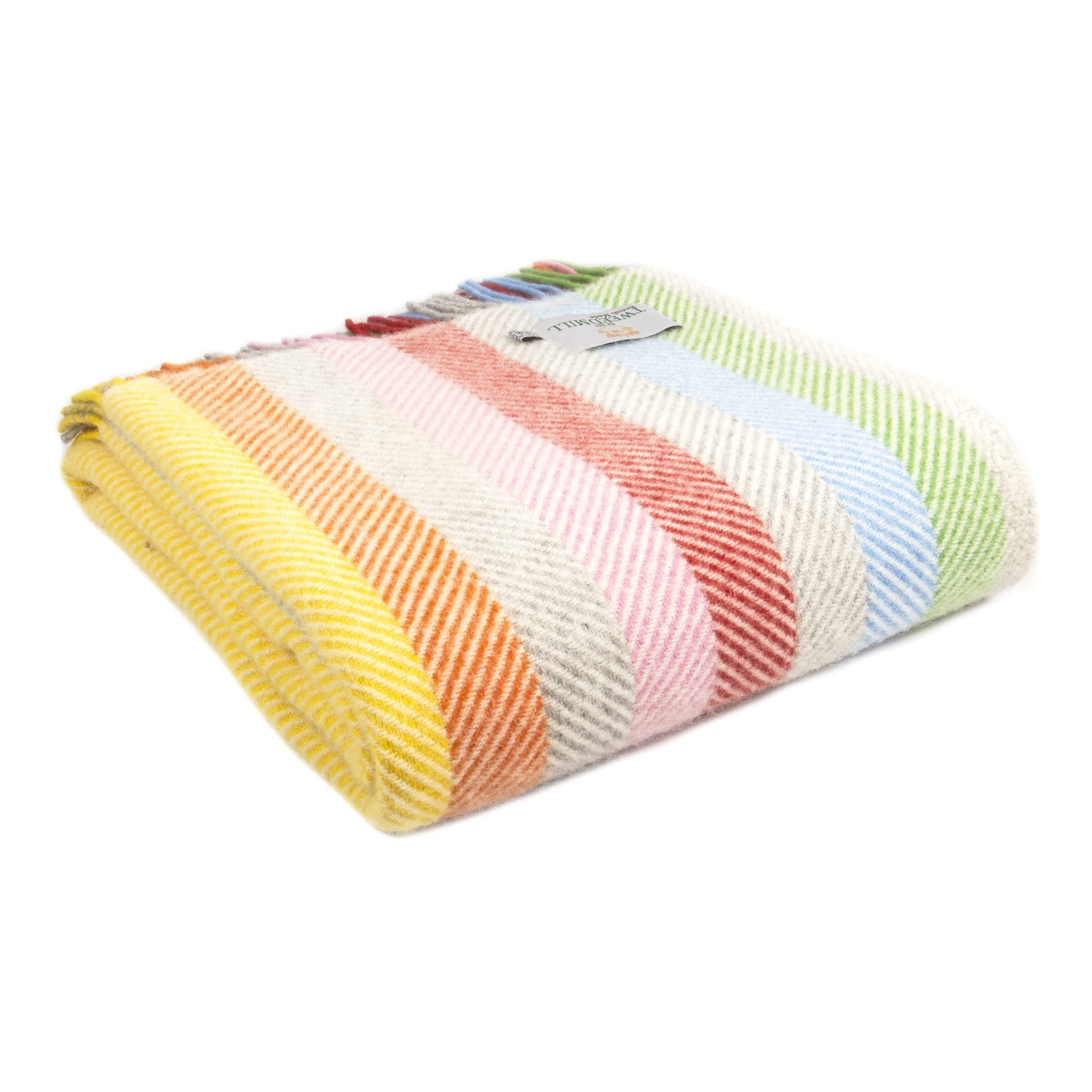 Pure New Wool Striped Rainbow Throw
