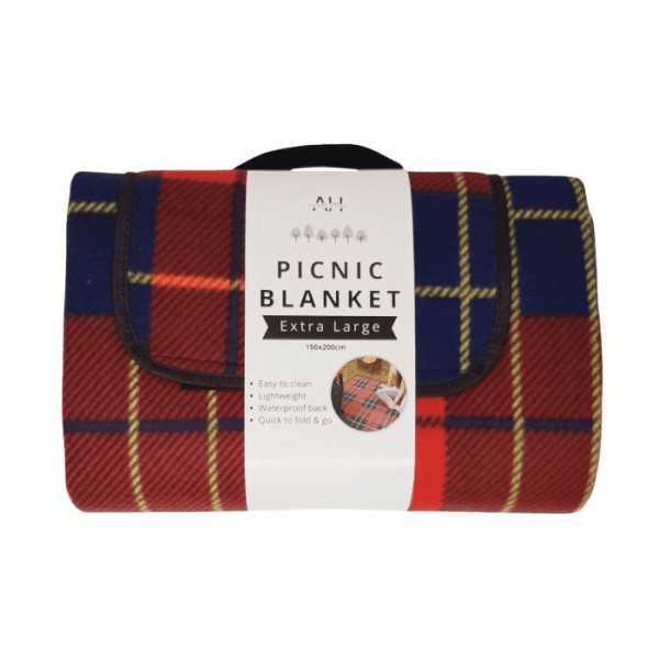 Extra Large Waterproof Picnic Blanket - Red Check