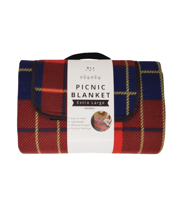Extra Large Waterproof Picnic Blanket - Red Check