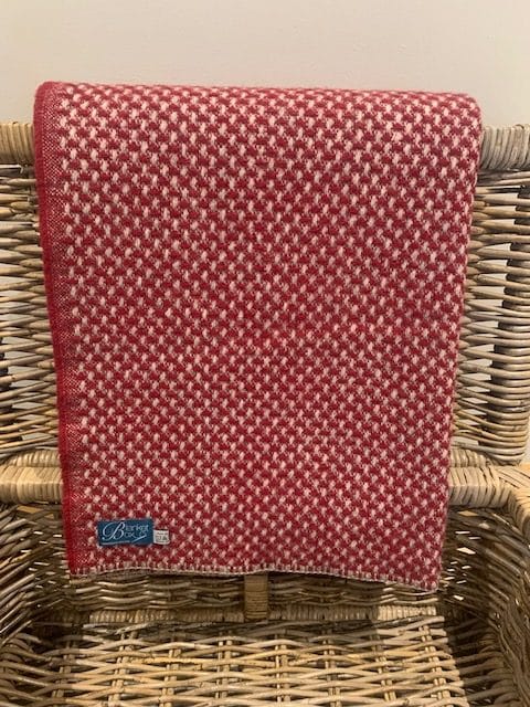 Pure New Wool Twill Throw in Chilli Red- Large size