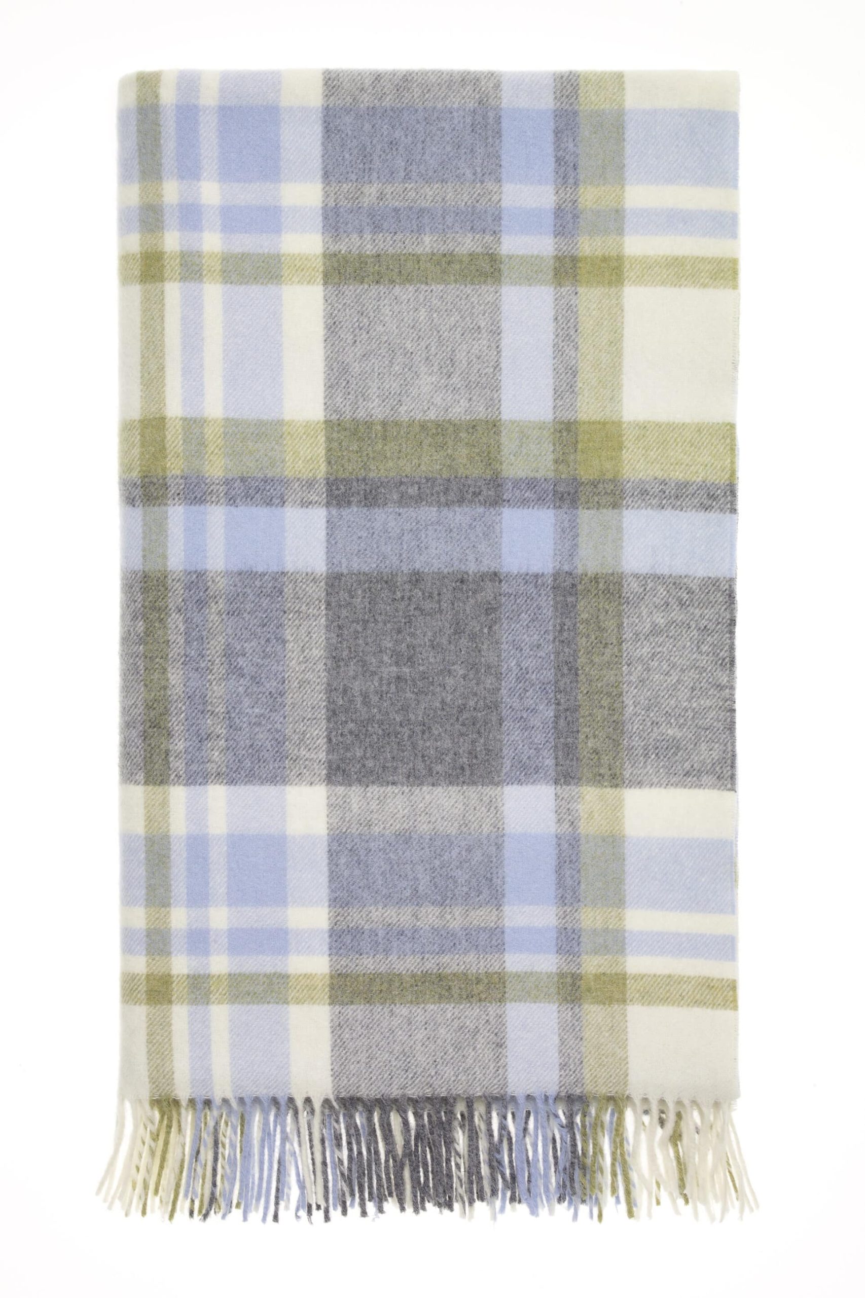 Portree Grey/Duck Egg Merino Wool Throw