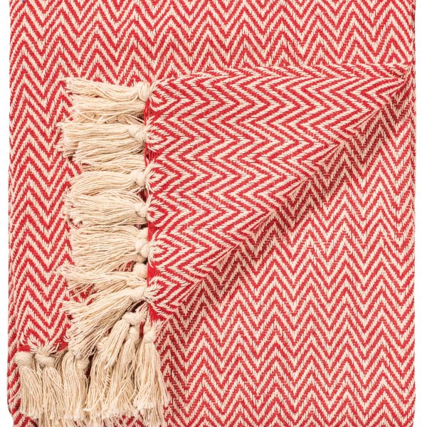 Chevron Soft Recycled Cotton Handloom Throw in Red