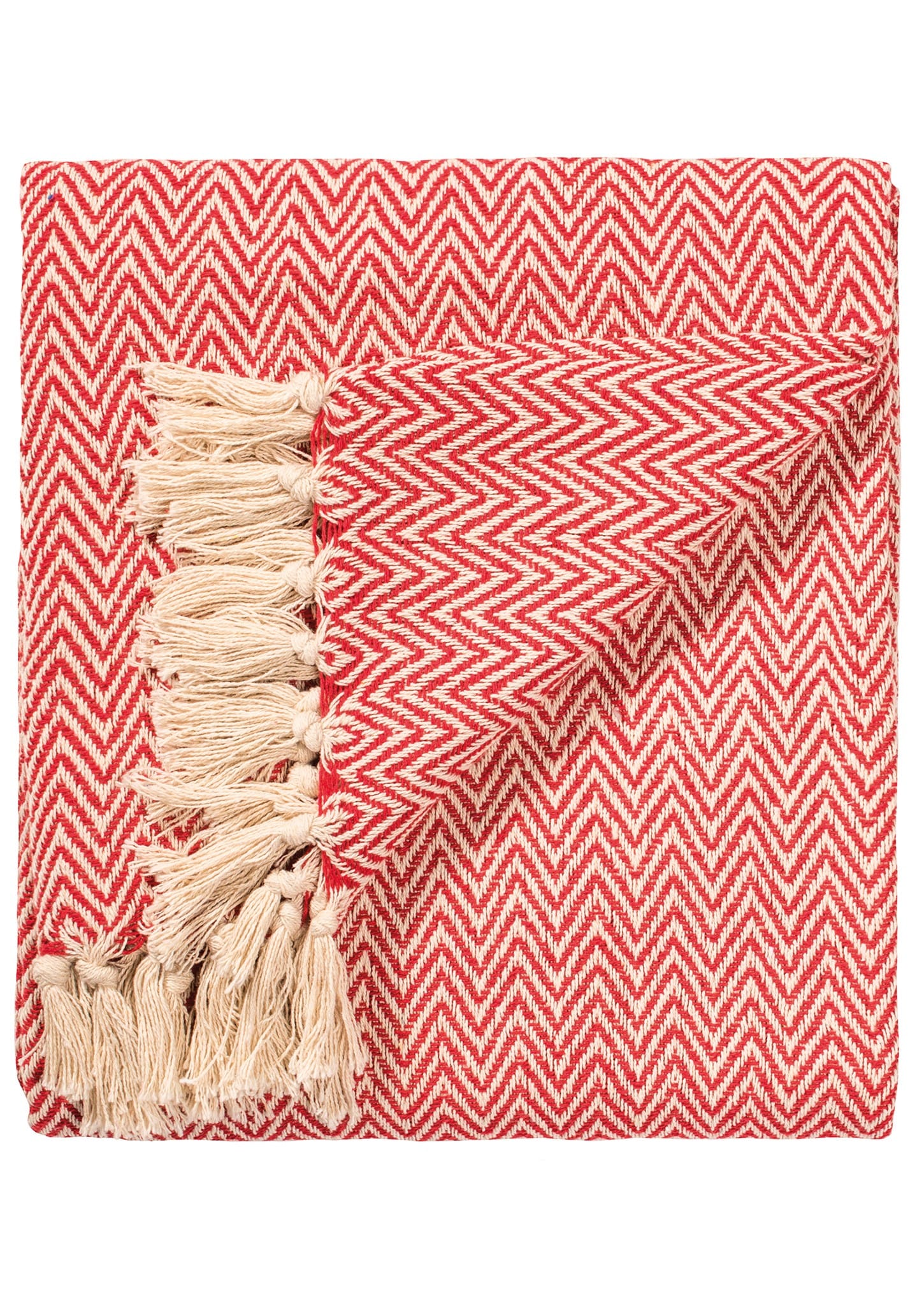 Chevron Soft Recycled Cotton Handloom Throw in Red