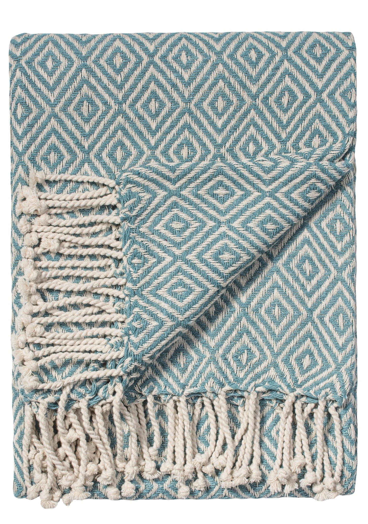 Diamond Cotton Handloom Throw in Teal
