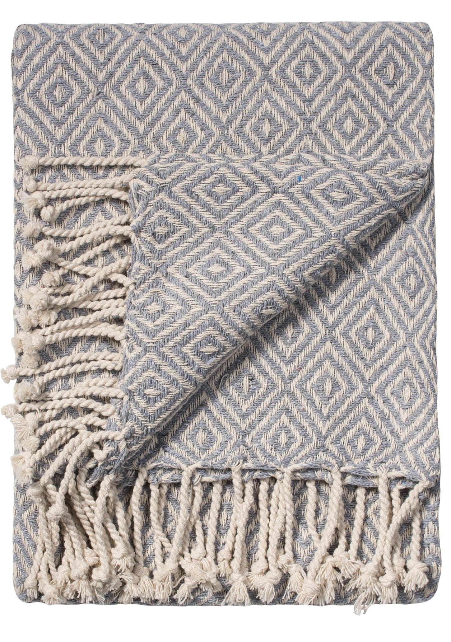 Diamond Cotton Throw in Grey