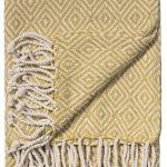Diamond Cotton Handloom Throw in Old Gold