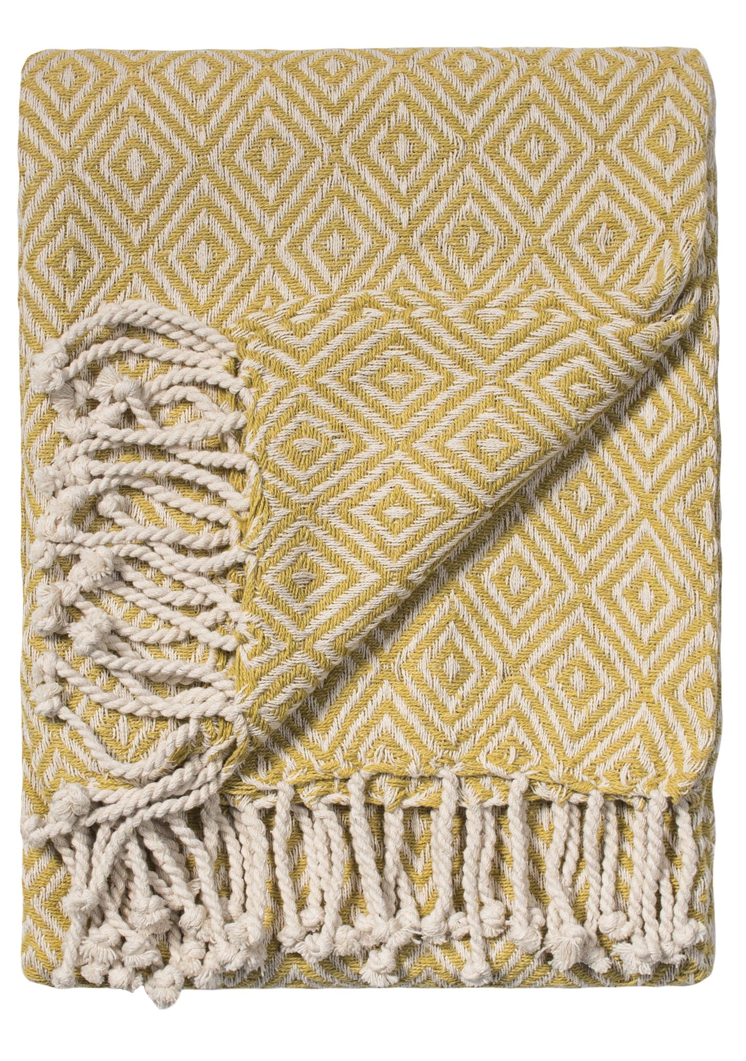 Diamond Cotton Handloom Throw in Old Gold