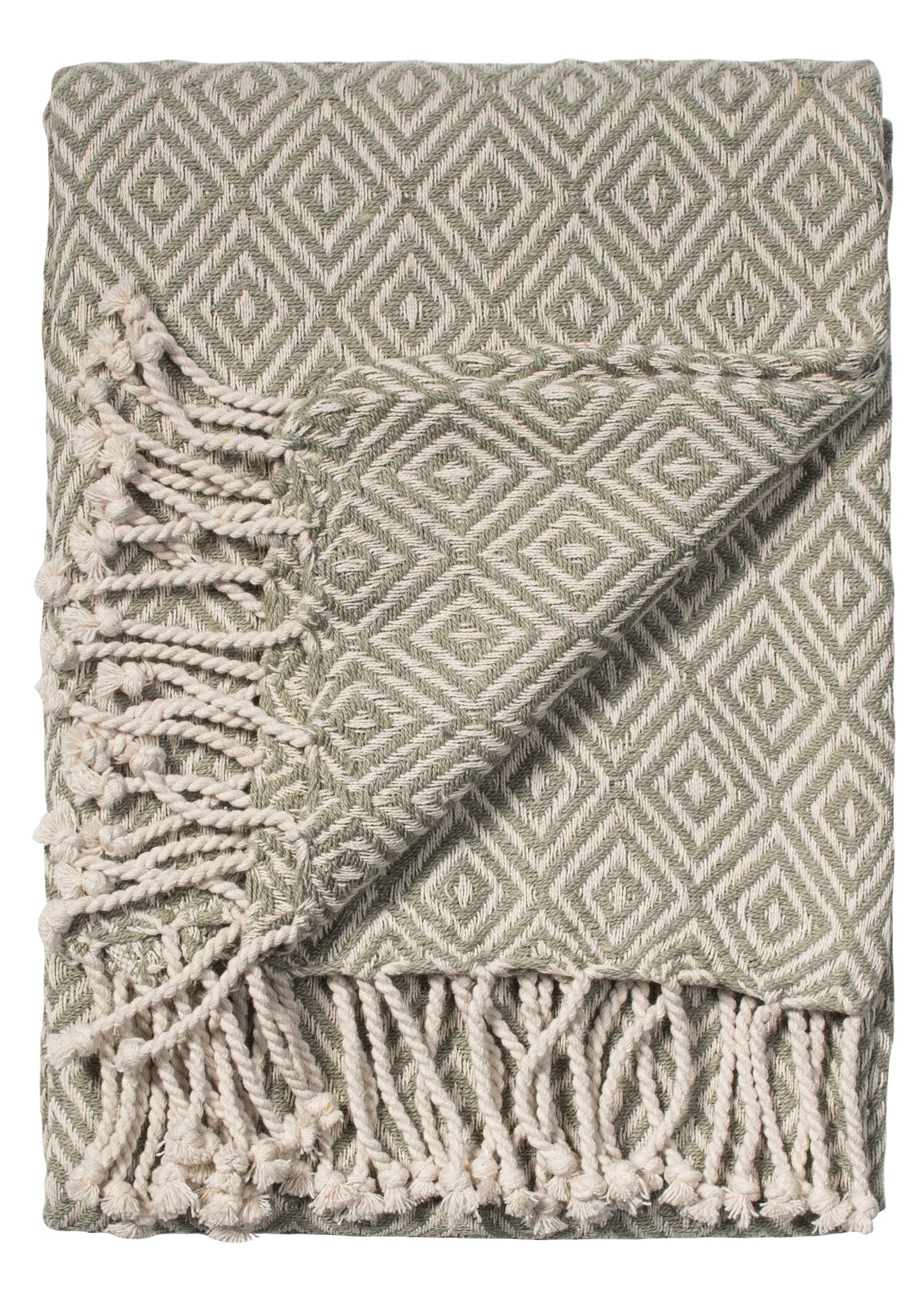 Diamond Cotton Handloom Throw in Green