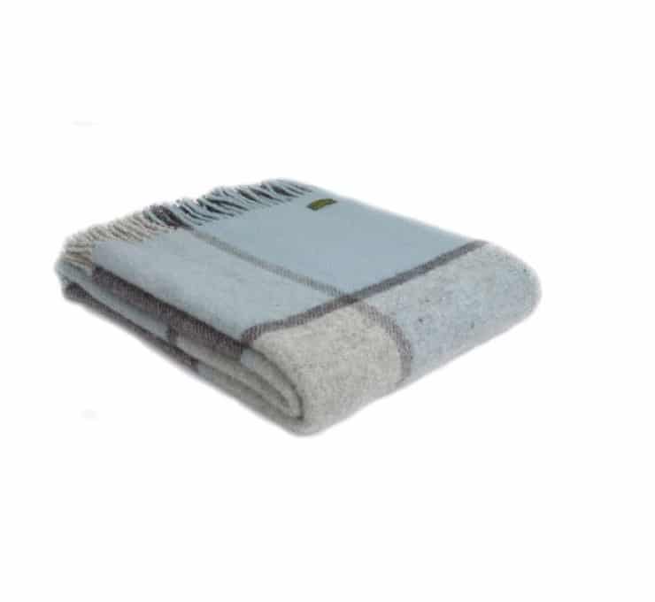 Block Check Duck Egg Blue Throw