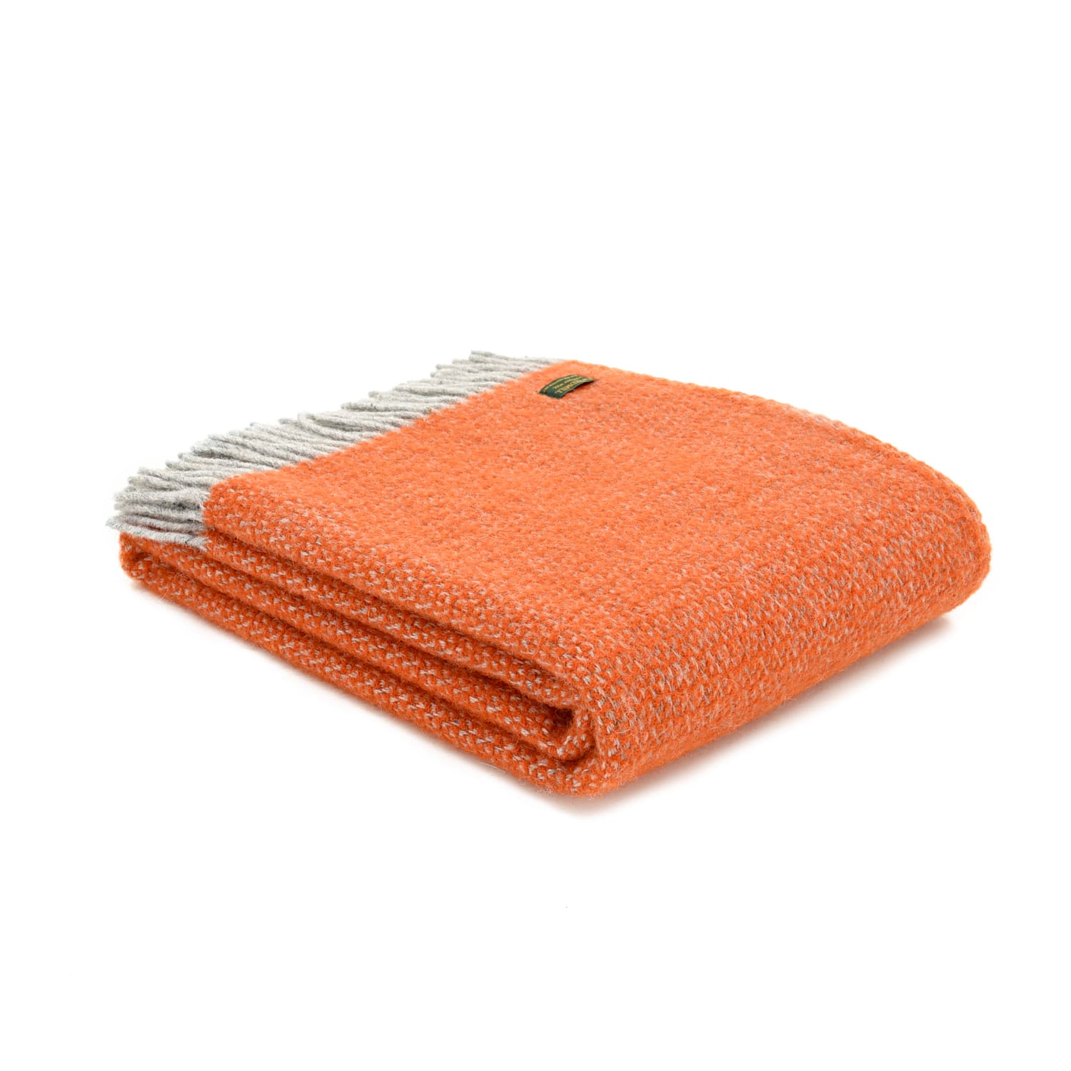 Pure New Wool Illusion Throw in Pumpkin and Grey
