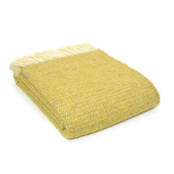 Pure New Wool Illusion Throw in Yellow & Grey
