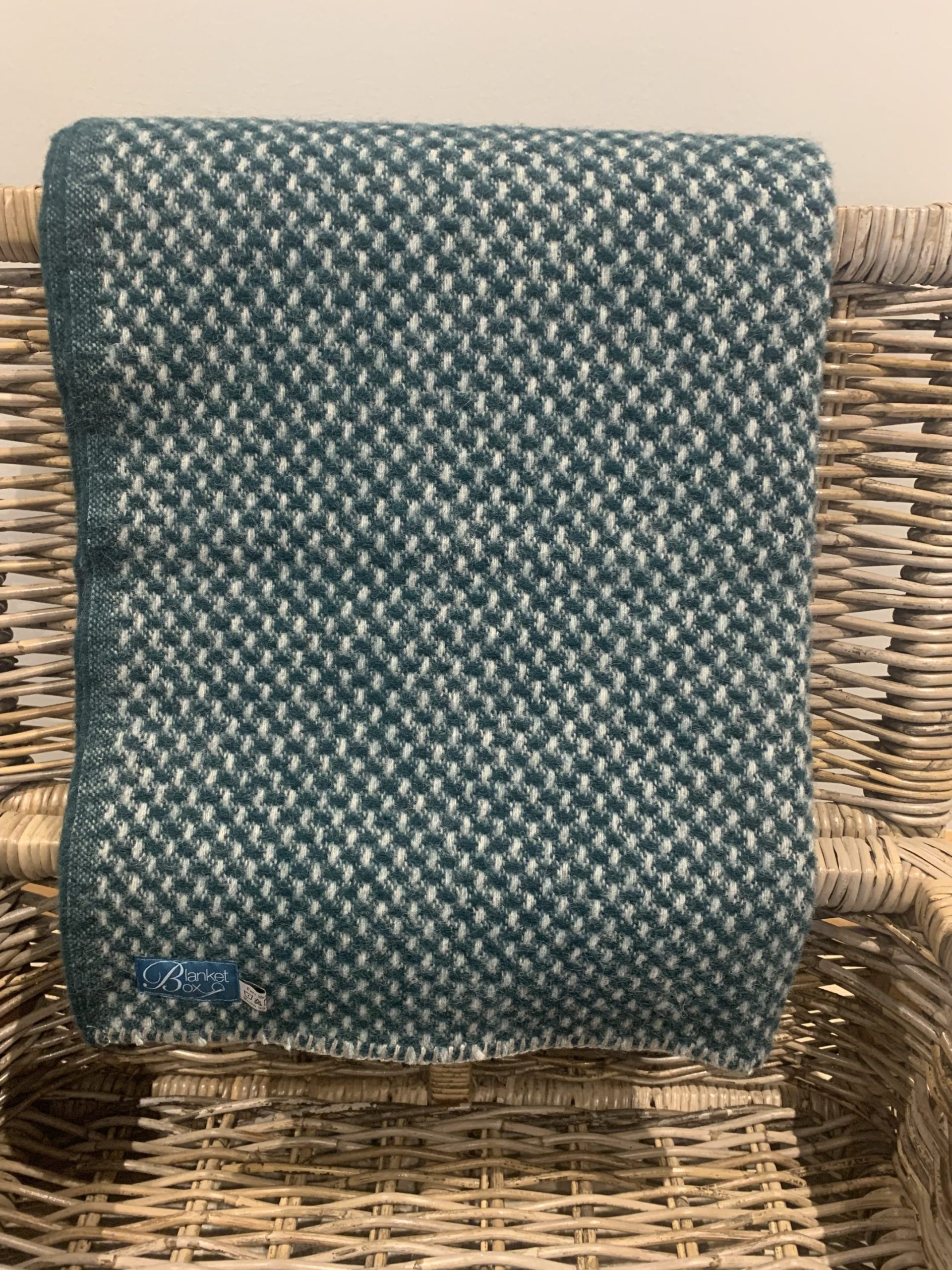 Pure New Wool Twill Throw in Emerald/Grey - Large size