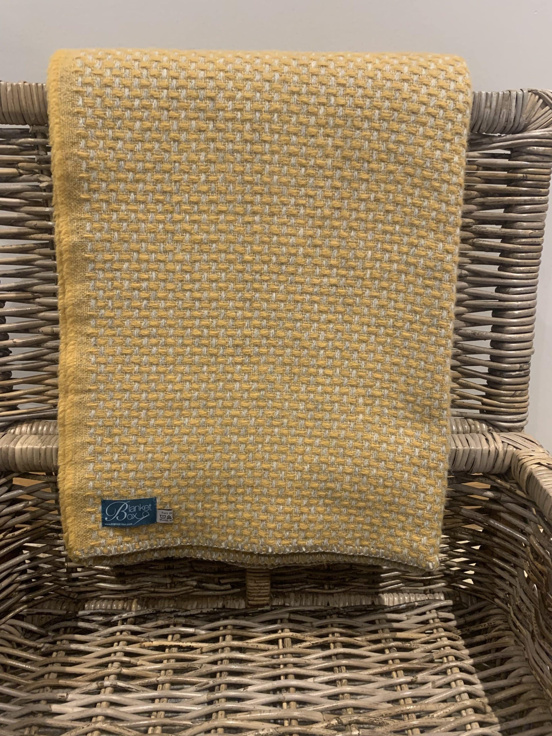 Pure New Wool Twill Throw in Mustard/Grey-Large size