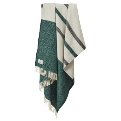 Pure New Wool Brecon Throw In Emerald Green And Charcoal