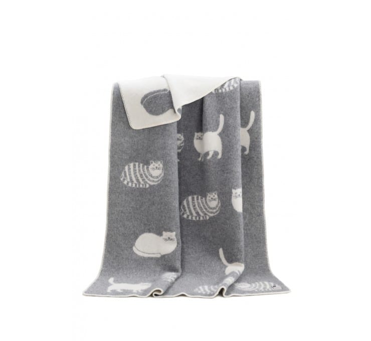 Pure New Wool Cat Themed Reversible Blanket