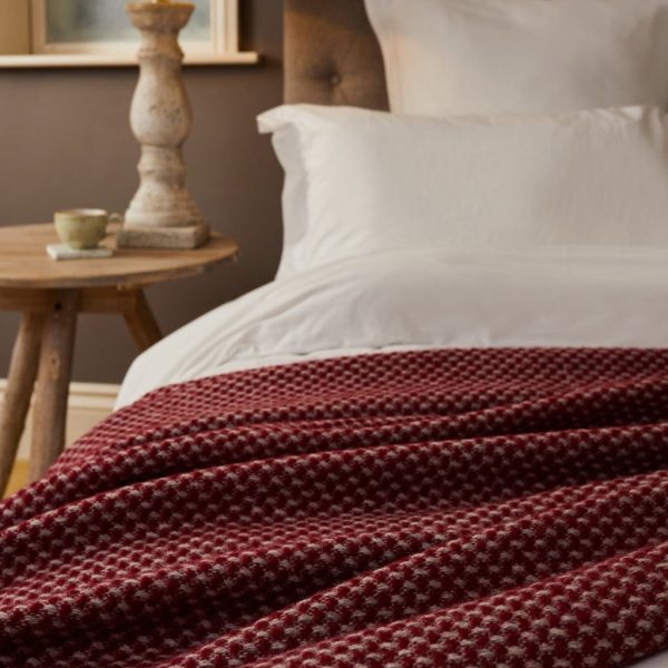 Pure New Wool Twill Throw in Chilli Red- Large size