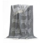 Pure New Wool Sheep Themed Reversible Throw In Soft Grey And Cream